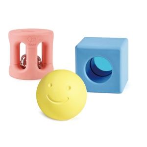 Set Jucarii Hape Geometric Rattle - Dezvoltare Senzoriala si Motorie pentru Bebelusi 0 Luni