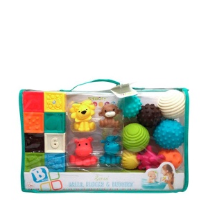 Set jucarii senzoriale Infantino Sensory Balls Blocks Buddies 20 piese texturi si culori diverse - Img 6