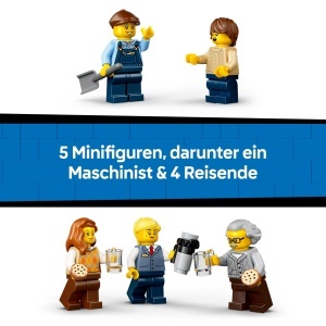 Set LEGO City Tren cu Aburi 60511 - 575 piese, 5 figurine, accesoriu statie - Img 6