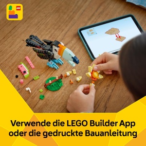 Set LEGO Creator 3-in-1 Animale Salbatice Tukan Tropical cu Floare - 225 piese - Img 7