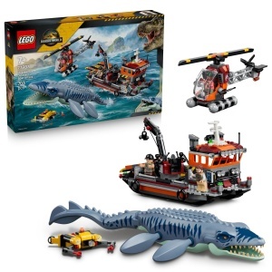 Set LEGO Jurassic World Mosasaurier - 3 Minifiguri, Joc de Rol, 7 Ani