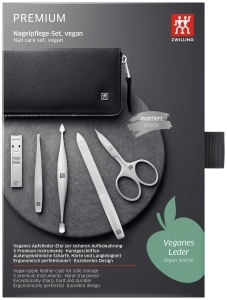 Set Manichiura si Pedichiura ZWILLING 5 piese otel inoxidabil etui vegan din piele de mere negru - Img 5