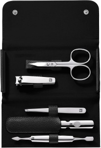 Set manichiura si pedichiura ZWILLING, 5 piese, otel inoxidabil, etui piele neagra