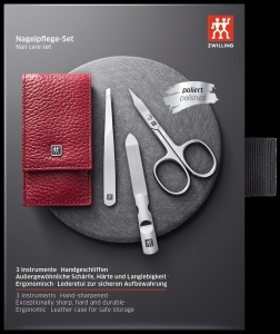 Set manichiura ZWILLING Classic, 3 piese, instrumente din otel inoxidabil, etui din piele rosie - Img 6