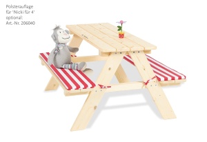 Set masa si bancute pentru copii Pinolino Nicki 4 locuri lemn masiv pentru exterior 90 x 79 x 50 cm - Img 6