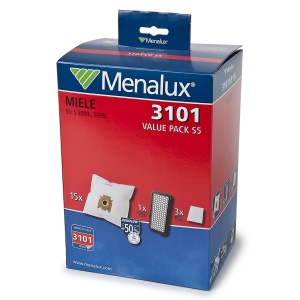 Set Menalux 3101VP pentru Aspirator Miele S5, 15 Saci, Hepafilter si Filtre Motorizare