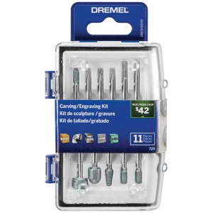 Set Micro Accesorii Dremel 729-01 pentru Gravare si Sculptura, 11 Piese, Gri