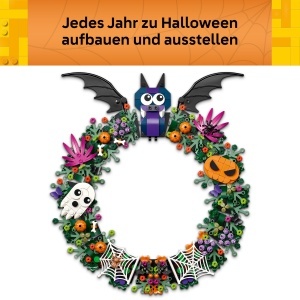 Set Modelaj LEGO Halloweenkranz 40825 - Decoratiune cu Fledermaus si Fantoma, 617 Piese - Img 3