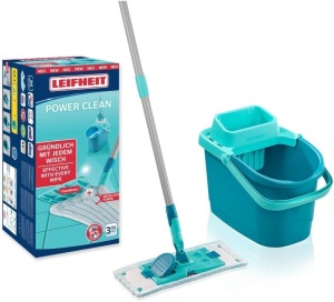 Set Mop pentru Pardoseala Leifheit POWER CLEAN, Eimer 10L, Wischbezug Microfiber