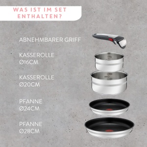 Set oale si tigai Jamie Oliver by Tefal Ingenio L97699 9 piese Maner detasabil Compatibil inductie - Img 7