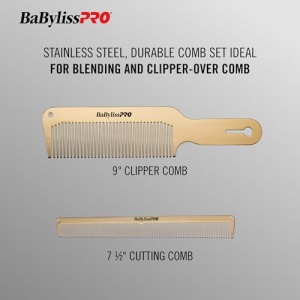 Set pieptene metalic BaBylissPRO FX - BCOMBSET2G - Auriu pentru pieptene unisex din 2 pieptene - Img 3