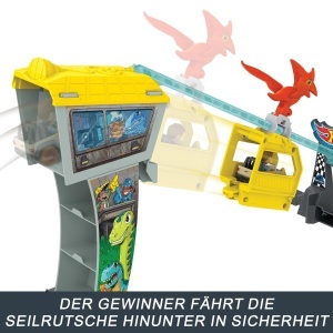 Set Pista Hot Wheels RacerVerse Jurassic World cu 2 Masini Die-Cast, Raptor Blue si Owen - Img 5