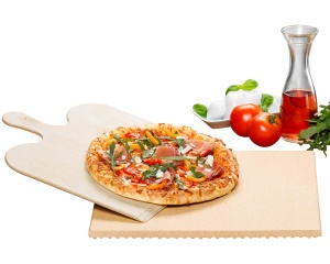 Set Rommelsbacher PS 16 Pizza si Paine Piatra Schamotte Naturala 35x35 cm cu Paleta din Lemn