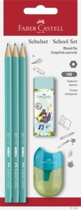 Set scolari Faber-Castell 5 piese cu 3 creioane HB, anspitzer si radiera - Img 3