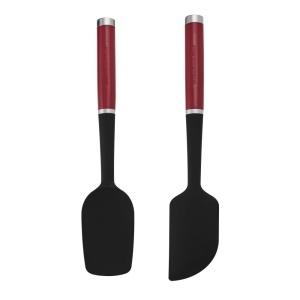 Set spatule universale KitchenAid, 2 piese, silicon, rezistenta la caldura, rosu