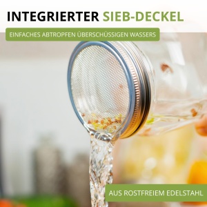 Set Sprossenglas Westmark, 2x950 ml, cu capac din inox si abtropfsistem - Img 4