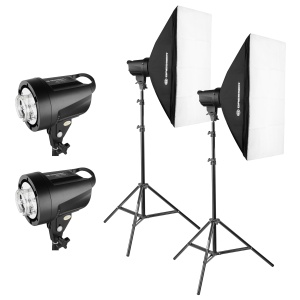 Set Studioblitz Bresser BRT-200, 200W, 2 Softboxuri 50x70cm