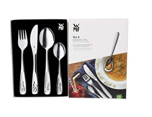 Set tacamuri pentru copii WMF Animals 4 piese, Tacamuri pentru copii din otel inoxidabil, tacamuri copii de la 3 ani, Cromargan lustruit, ambalaj universal - Img 6