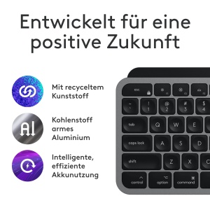 Set Tastatura si Maus Logitech MX Keys S Combo pentru Mac, Wireless, Space Gray - Img 7