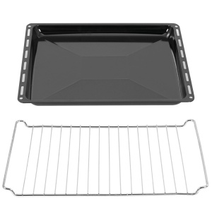 Set tava si gratar pentru cuptor ICQN 422 x 375 mm, emailat, negru, rezistent la zgarieturi
