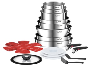 Set Tefal Ingenio L897SJ04, 20 piese, inox, antiaderent, cu manere detasabile