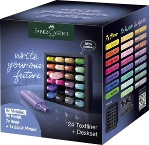 Set Textmarkere Faber-Castell, 24 Culori Neon, Metallic si Pastel, Organizer Birou - Img 2