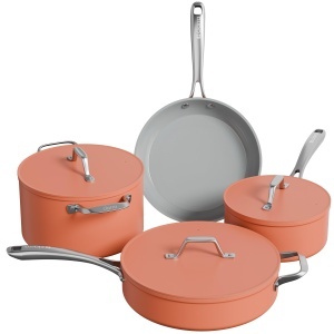 Set tigai Ciarra Beyond 4 piese, ceramic antiaderent, 26-28 cm, portocalie