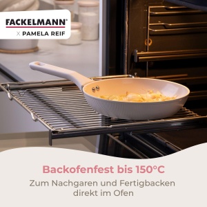 Set tigai Fackelmann x Pamela Reif 3 piese O 20-24-28 cm aluminiu reciclat bej pastel acoperire ceramica fara PFAS - Img 5
