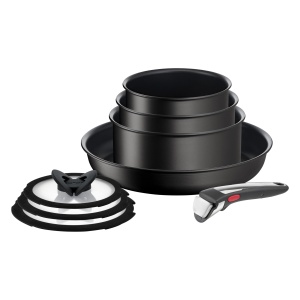 Set tigai si oale Tefal Ingenio Unlimited 8 piese Negru Antiaderent Inductie