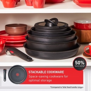 Set tigai Tefal Ingenio Easy Cook Clean L1599602 7 piese negru cu maner detasabil antiaderent - Img 4