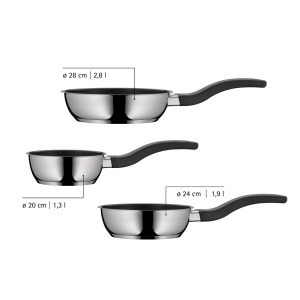 Set tigai WMF Devil 3 piese otel inoxidabil Cromargan antiaderente compatibile inductie - Img 5