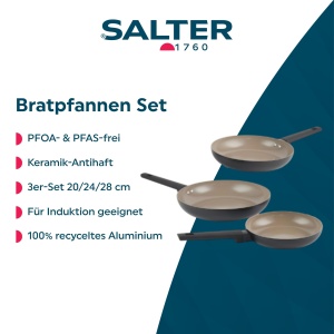 Set tigaie ceramica Salter BW12876EU7, 3 piese, 202428 cm, antiaderenta - Img 2