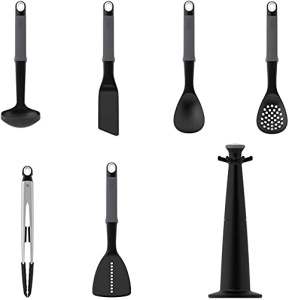 Set ustensile de bucatarie Joseph Joseph Elevate 6 piese cu suport rotativ gri inchis - Img 4