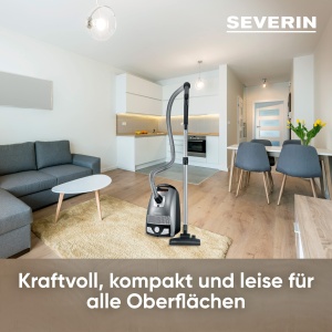 SEVERIN Aspirator de podea cu sac S'POWER, aspirator puternic si silentios cu roti la 360deg, filtru HEPA 13, accesorii pentru parchet si mocheta, gri platina - rosu granat, BC 7045 - Img 3