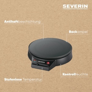 Severin Crepes Maker CM 2198 Antiaderent Temperatura Reglabila Negru - Img 4