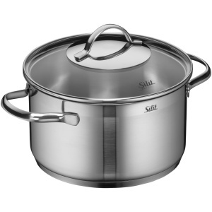 Silit Achat Oala 20cm cu Capac din Sticla Inductie 33L Otel Inoxidabil