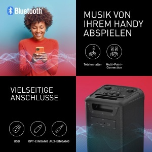 Sistem audio de inalta performanta Panasonic SC-TMAX45E-K cu Bluetooth, 1000W, iluminare integrata, USB, intrare optica pentru televizor, intrari pentru chitara si microfon pentru karaoke, negru - Img 5