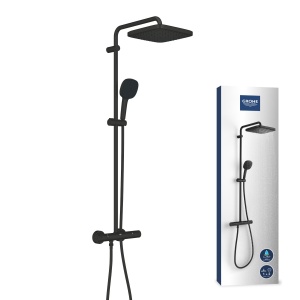 Sistem de dus GROHE Vitalio 250 cu termostat, negru, crom, 8lmin