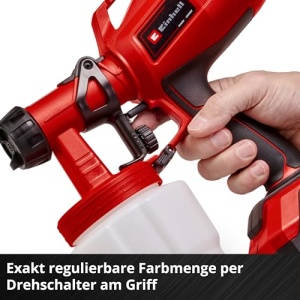Sistem de pulverizare a vopselei fara fir Einhell TC-SY 18/60 Li-Solo Power X-Change (Li-Ion, 18 V, debit 650 ml/min, recipient de vopsea de 800 ml, inclusiv duza de 2,0 mm si 2,5 mm, livrat fara baterie si fara incarcator) - Img 8