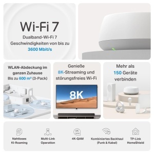 Sistem Wi-Fi Mesh TP-Link Deco BE3600, 3,6 Gbps, Dual-Band, 3 unitati - Img 2