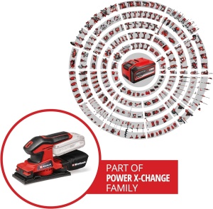 Slefuitor orbital fara fir Einhell TC-OS 18/187 Li Solo Power X-Change (litiu-ion, micro-velcro, suprafete de prindere cu prindere moale, incl. 1x smirghel, fara baterie si incarcator), rosu - Img 2