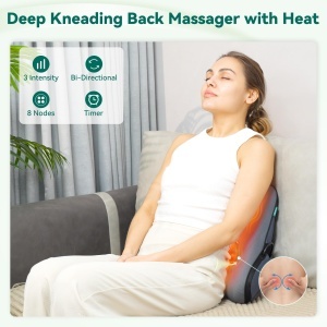 Snailax Perna Lombara cu Masaj si Incalzire Memory Foam 8 Capete Shiatsu 3 Intensitati - Img 2