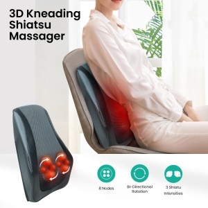 Snailax Shiatsu Nackenmassagegerat 3D Knet-Massagekissen cu incalzire si vibratii - Img 8