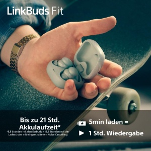 Sony LinkBuds Fit - Casti Bluetooth fara fir cu anulare a zgomotului - Confortabile usoare sunet de inalta rezolutie protectie IPX4 mod sunet ambienta - Img 7