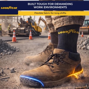 Sosete de lucru Goodyear, 5 perechi, negru, marimi UK 6-11EU 39-46 - Img 2
