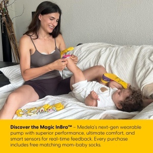 Sosete Mama-Baby Medela, Limitate, Design Yael Anders, Cadou cu Motion InBra - Img 3
