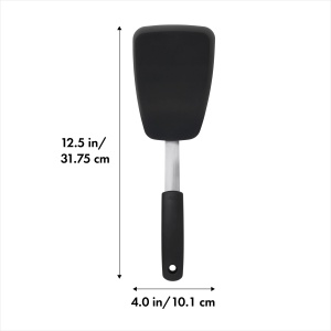 Spatula flexibila OXO Good Grips 32 cm, neagra - spatula mare din otel inoxidabil si silicon pentru intoarcerea usoara a oualor prajite, chiftelute de burger si multe altele - Img 2