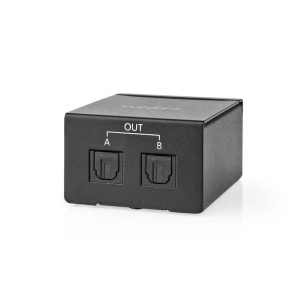 Splitter audio digital Nedis TosLink 2-Weg, 2 iesiri, metal, negru