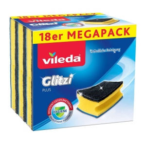 Sponge de curatare Vileda Glitzi Plus, 18 bucati, antibacterian, putere de curatare