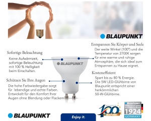 Spot LED Blaupunkt GU10, 5W, 500 lm, 2700K, 4 bucati - Img 4